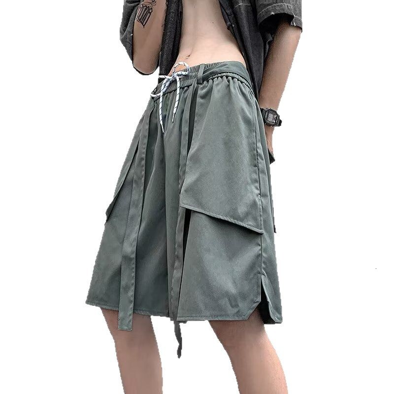 Casual lazy men's solid color five quarter casual pants new youth trend summer temperament loose fit