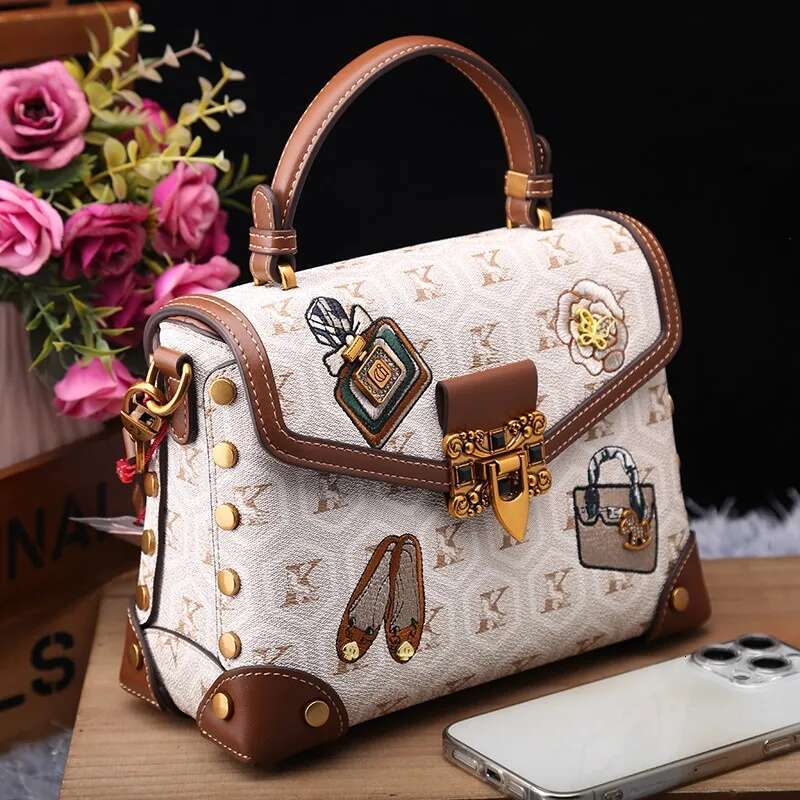 Designer Handbag Retro Small Square Women's 2025 New Autumn And Winter High-End Printed Shoulder Crossbody Bag