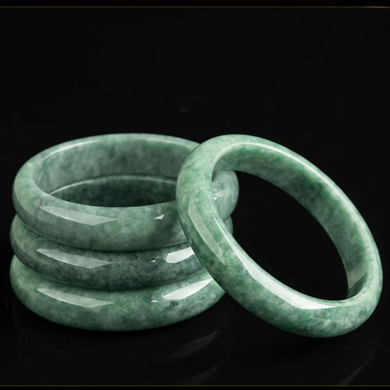 Inner Diameter 54mm-62mm Natural A-grade Jade Bean Green Bangle Ice Jadeite Stone Jewelry Womens Handicraft Wholesale Drop Ship 250424