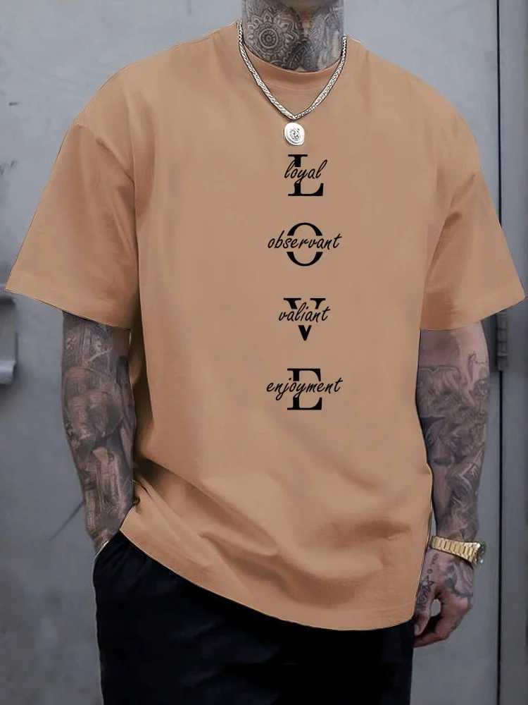 New Summer Daily Casual Mens T-shirt City Street Mens Fashion Short Sleeve Top 3D Love Letter Printing Mens T-shirt W250425