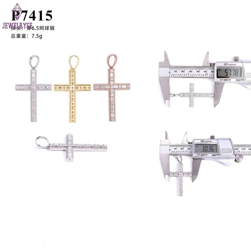 New VVS Morganite PendantS sier moissanite cross male necklace hip-hop trend personality pendant GRAThe necklace that passed the test