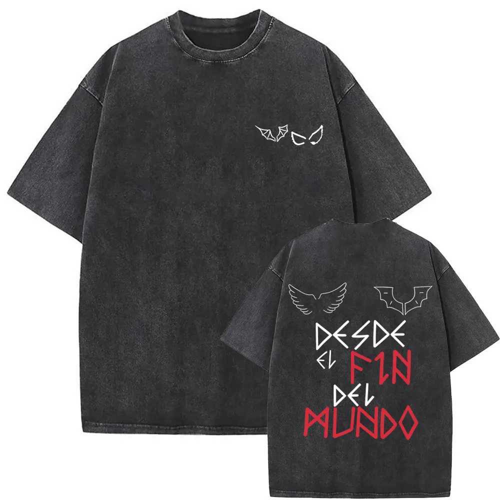 Washed vintage rapper Duki Antes De Ameri Merch T-shirt mens hip-hop hot new short sleeved mens fashion oversized T-shirt W250425