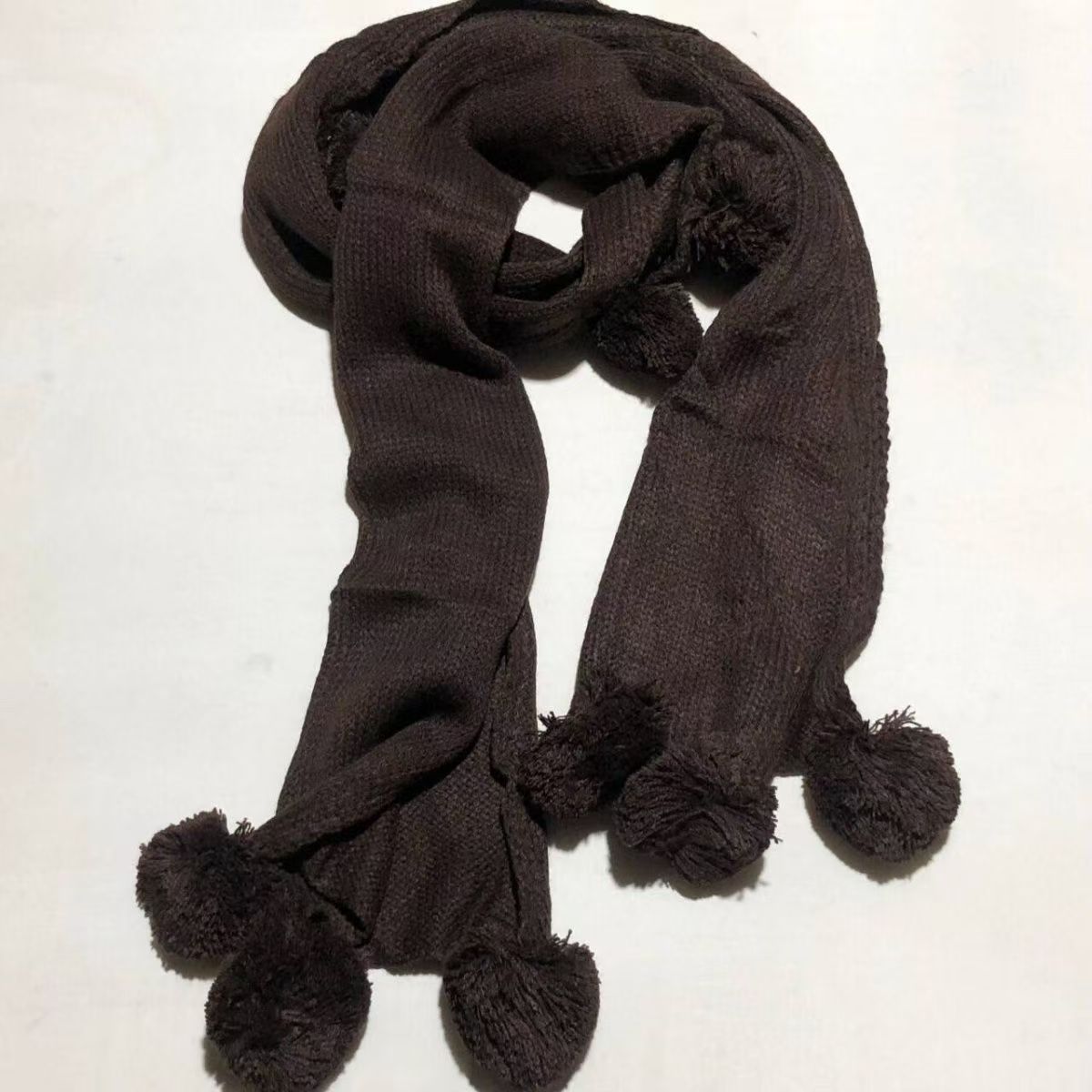 T548 Korean style fashion warm solid color winter knitted scarf wool ball scarf