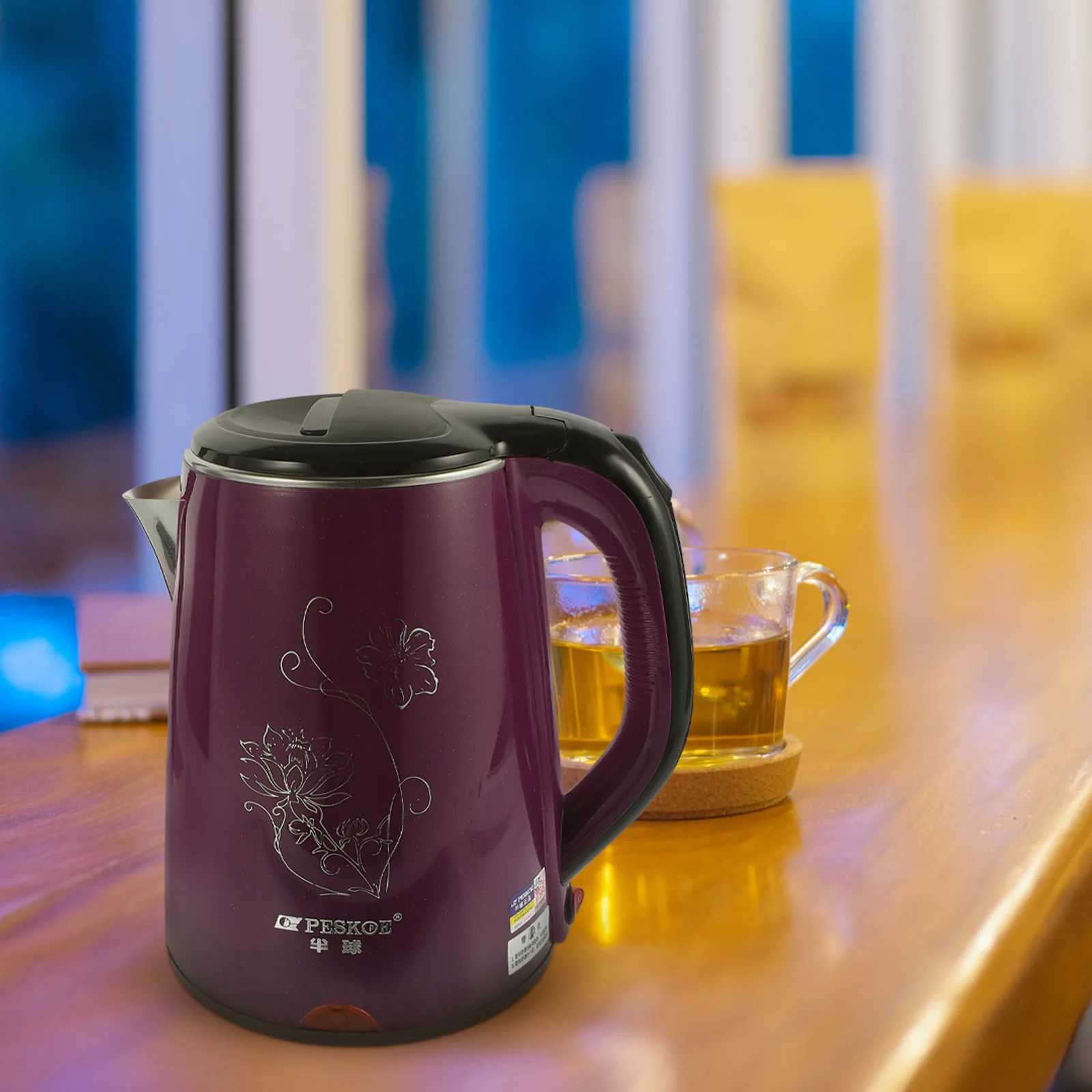 Stainless Steel Electric Kettle Double Wall Tea Kettle 23L Fast and Quite Boiling Auto Shut-off Protection Black C251125