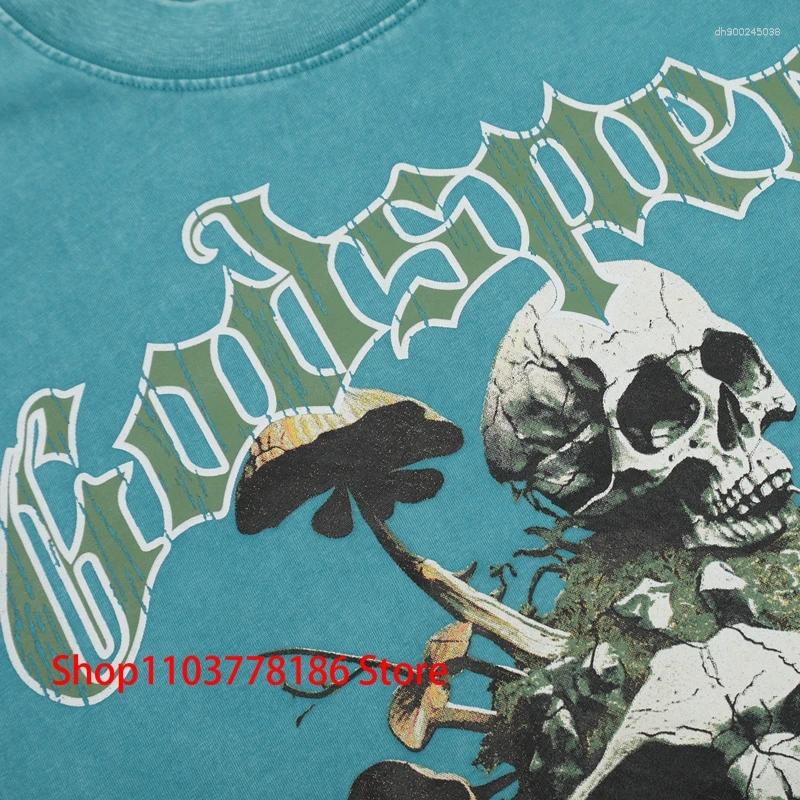Men's T Shirts 2025 T-shirt Women's High Street Loose Casual Wash Water Retro Skull Print Short Sleeve Top Tee