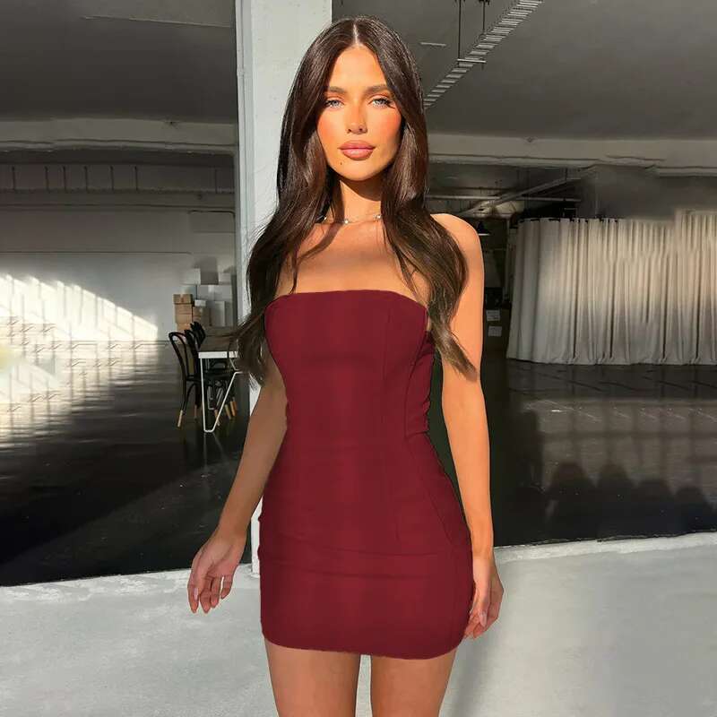 Dongdumaoyi Townlike Slim Bodycon Dress Women Strapless Mini Spring Summer Backless Nightclub Sexy Party Dresses