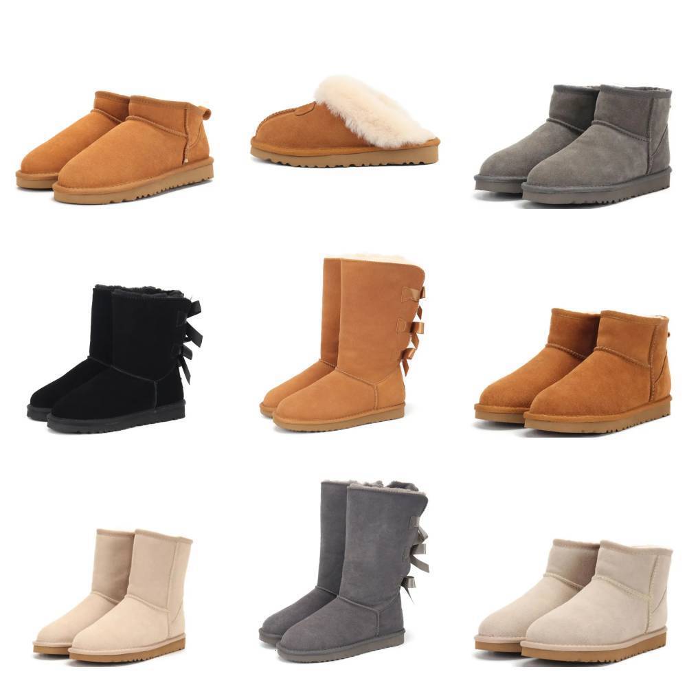 Designer Australia Snow Boots Classic Ultra Mini Winter Warm Women Outdoor Shoe Grey Maroon Men Ankle Boots Fur Sheepskin Chestnut Sand Brown Winter High Low Shoes K5