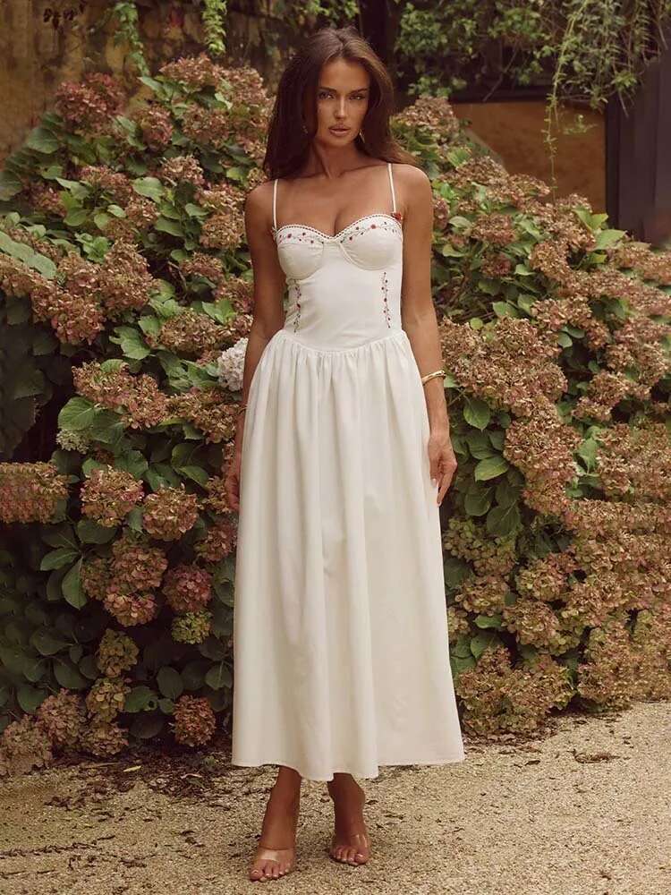 Dongdumaoyi Townlike Elegant Midi Long A Line Dress Women Spaghetti Strap Spring Summer Strapless Nightclub Sexy Party Dresses