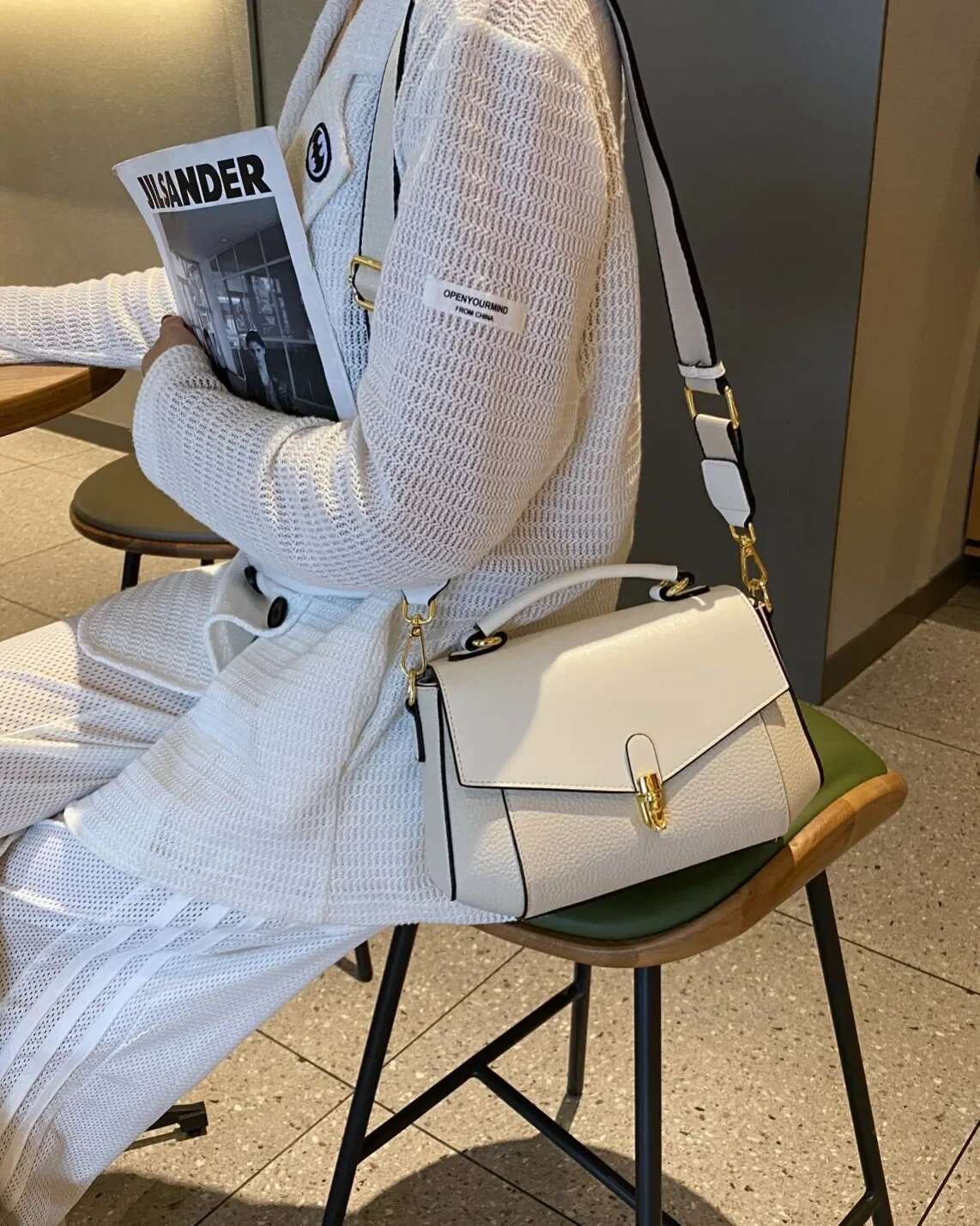 Genuine Leather Women's Small Messenger Shoulder Green Bag Ladies Fashion Cowhide White Handbag Female High Quality
