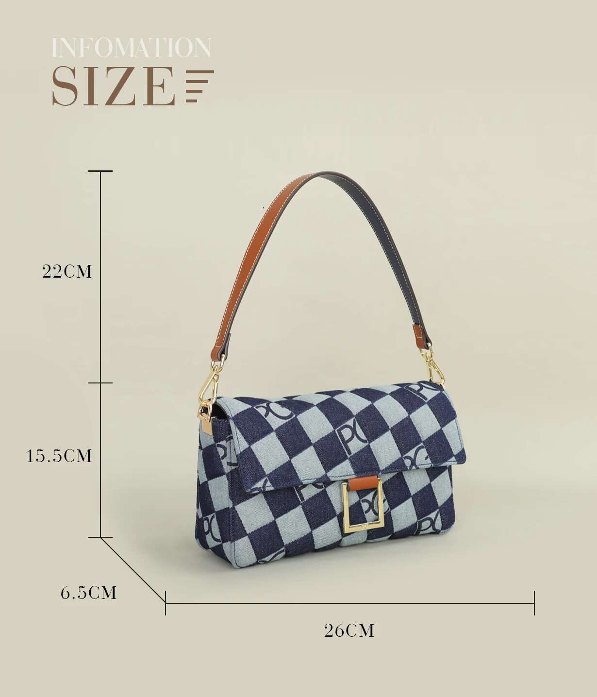 PG Exquisite Brand Fashion Handbag Classic Solid Design Shoulder Dark Letter Emed Ladies Party Bag