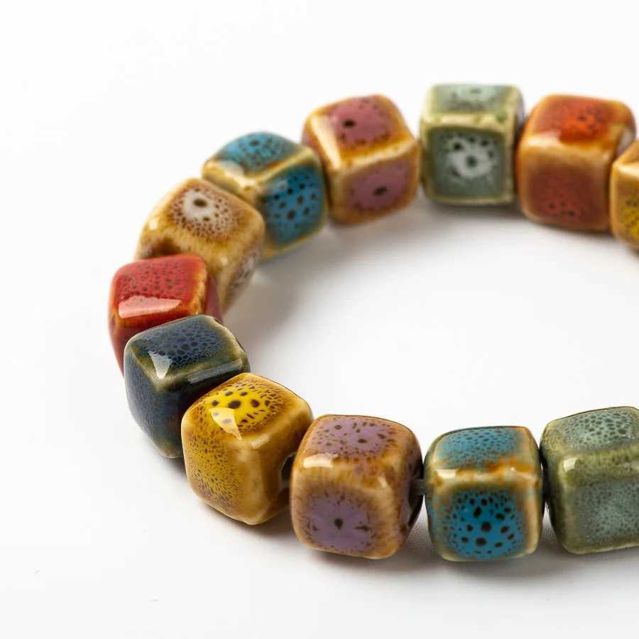 Colorful Unique Elastic Line Ceramic beads bracelets hand made DIY Artware Retro bracelet Jewelery CY119 J251125