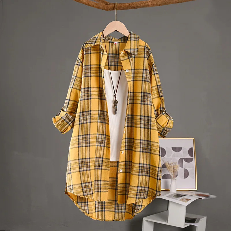 Womens cotton linen plain weave shirt medium length worn for sun protection loose and thin jacket for spring and summer 250418