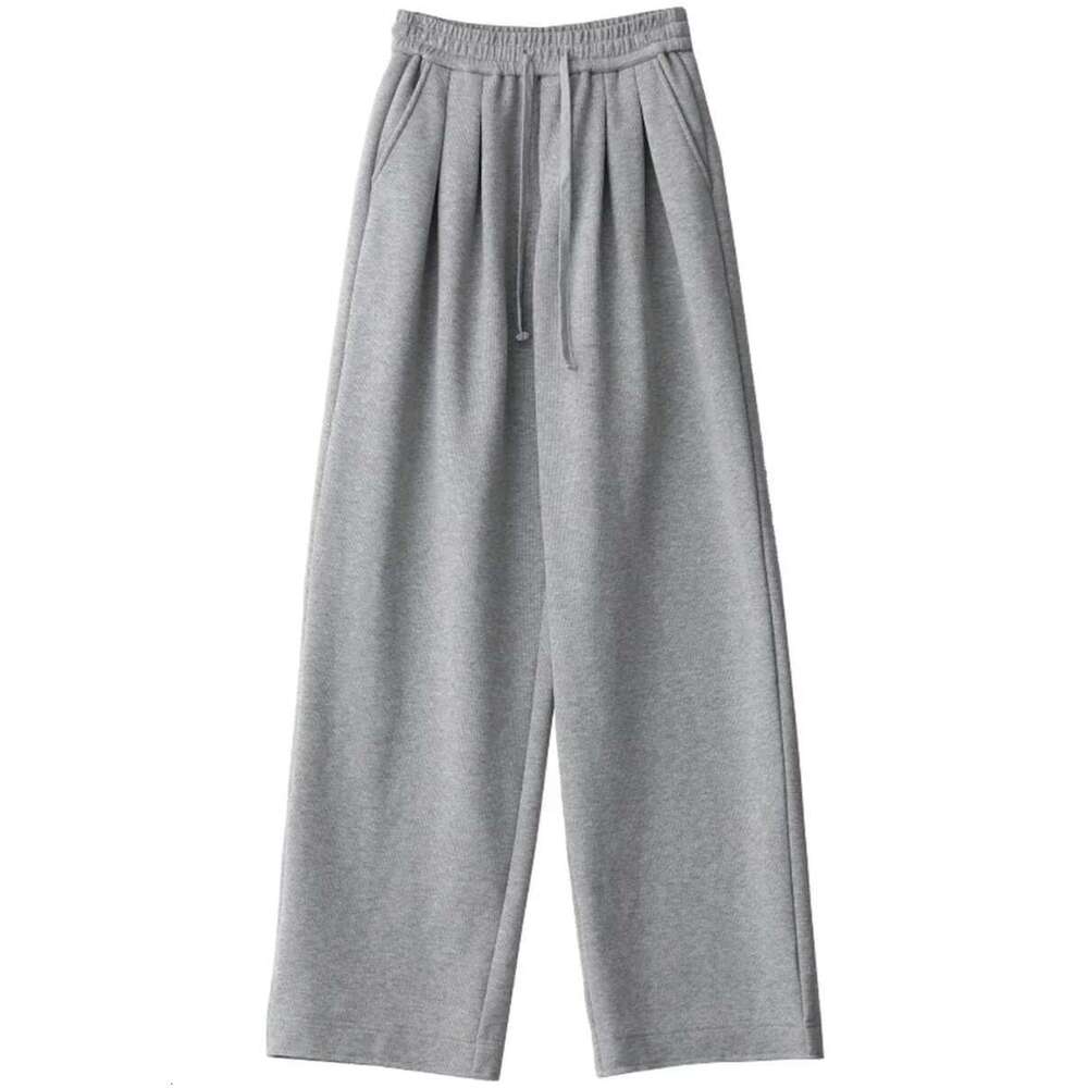 CHIC VEN Women Pants New Elastic Waist Drawstring Sports Loose Female Trousers Plush Full Long Thick Pant Autumn Winter 2024