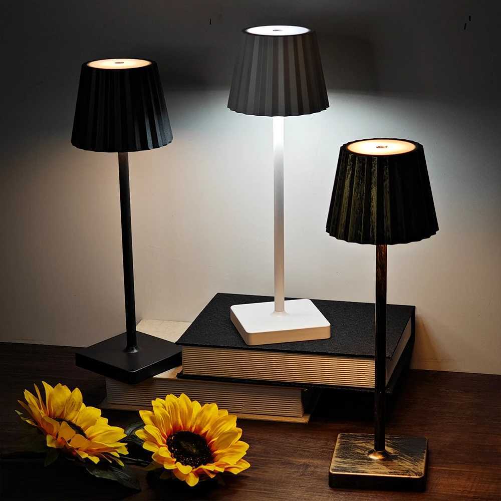 Cordless LED Desk Lamp Touch Control Wireless Table Lamps USB Rechargeable 3 Color Stepless Dimming Atmosphere LightsM251125