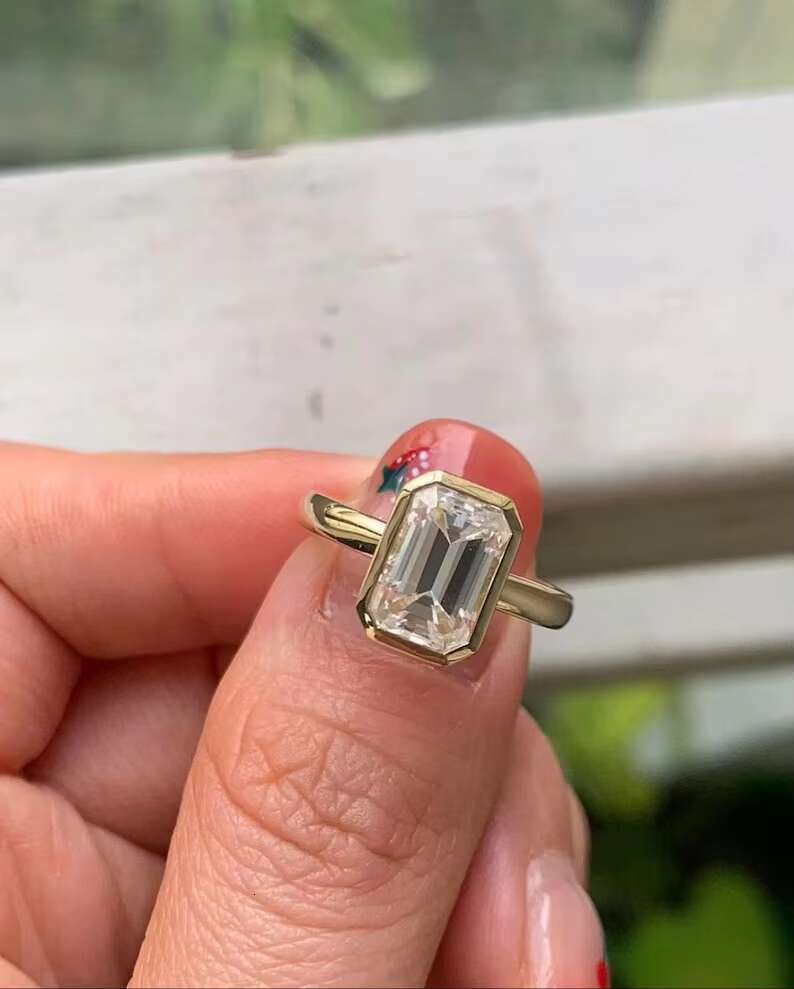 Engagement Moissanite Stone Ring Solid 925 Sterling Silver Handmade Band Anniversary Wedding Women Silver Jewelry Wholesaler