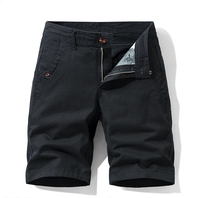 Summer thin multi pocket pure cotton work clothes shorts for men loose straight leg five point casual over knee beach 250420