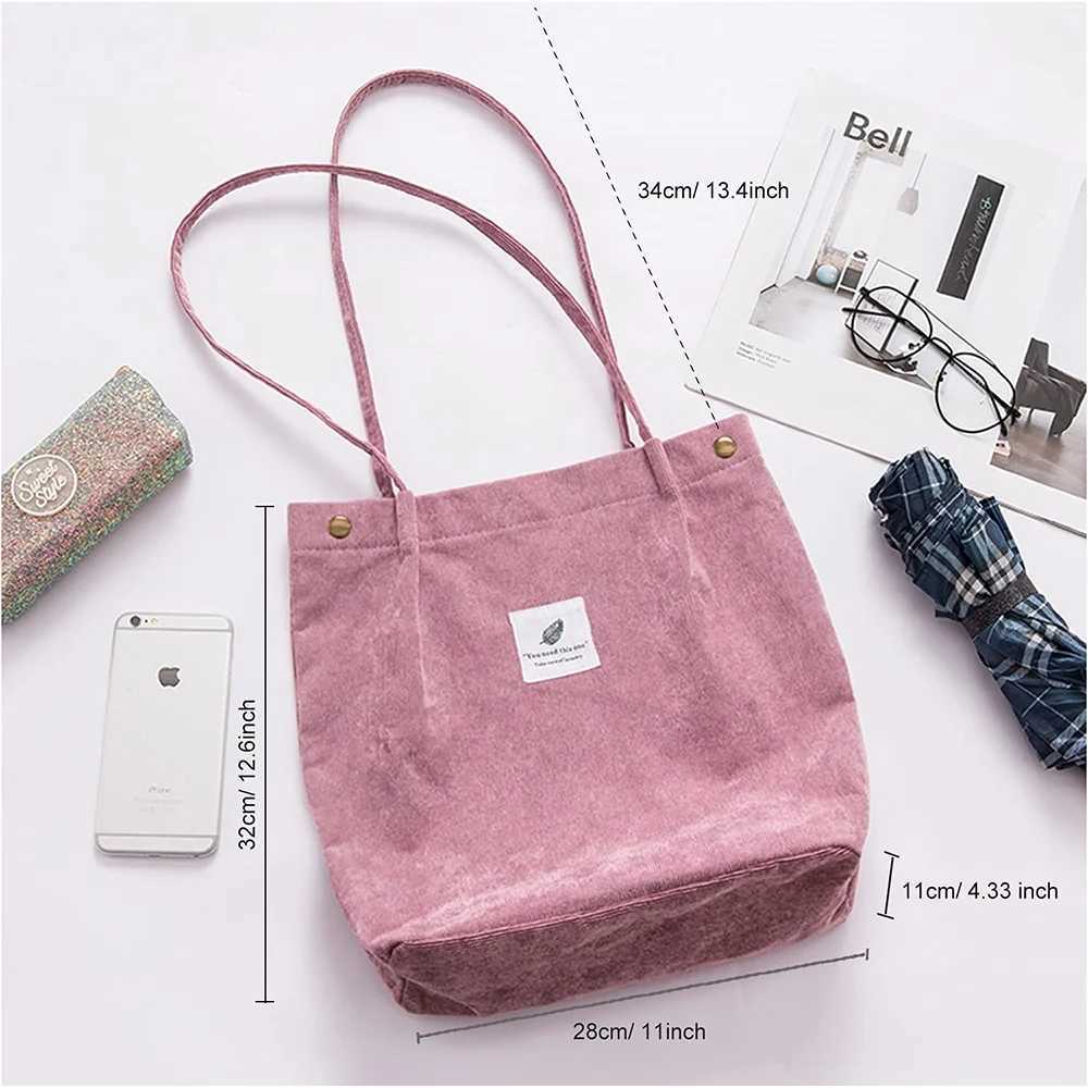 Fashion Corduroy Womens Shoulder Bag Outdoor Party Handbag Reusable Small and Large Girls Shopping Bag Soft Eco Organizer Handbag 2023 W250421