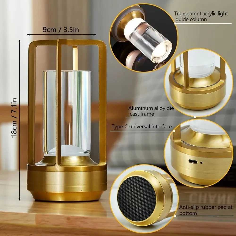 Rechargeable Retro LED Table Lamp - Cordless Touch Dimming Plastic Desk Light for Bedroom Bar OutdoorM251125