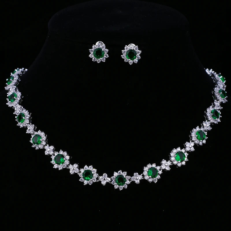 Emmaya Cubic Zircon Crystal Bridal Jewelry Sets Necklace Earrings Sets for Women Wedding Party Jewelry 250417