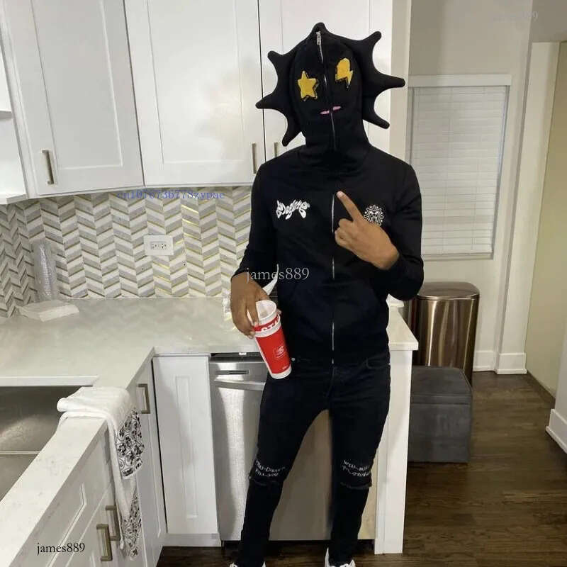 Men's Hoodies Sweatshirts Y2k Yellow Star Lace Hoodie Cardigan Men Women American Autumn Sweatshirt Campus Style Personality Casual Hoodie Jacket