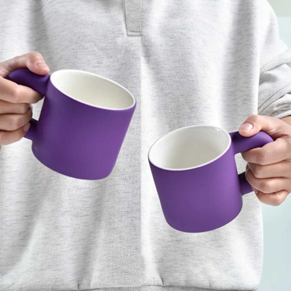 Ins Style Purple Ceramic Mug Frosted Coffee Milk Cup Household Coffee Cup Breakfast Cups Ceramics Pottery Kitchen Accessories Y251125