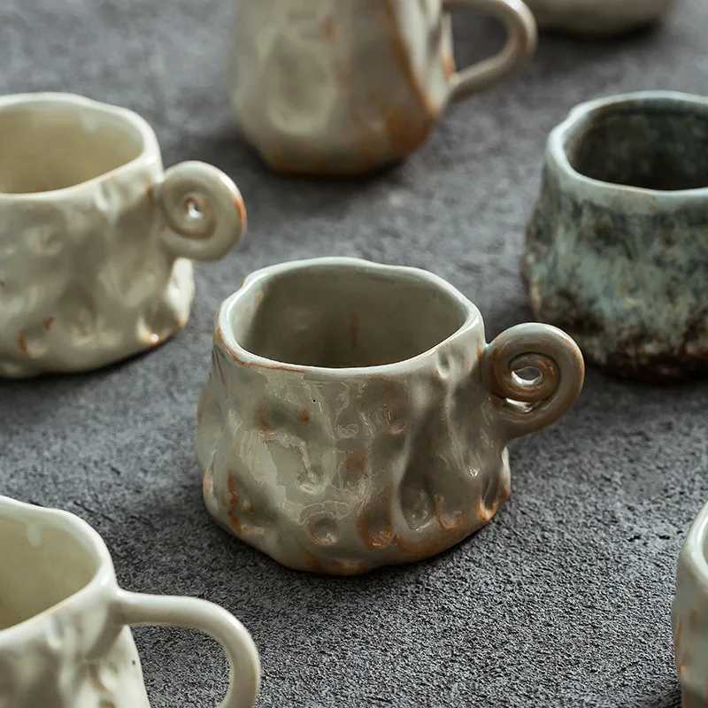 Ceramic Kiln Transformed Coffee Cup Rough Ceramic Retro Shaped Mug Home Coffee Shop Ceramic Cup Homestay Water Cup Y251125