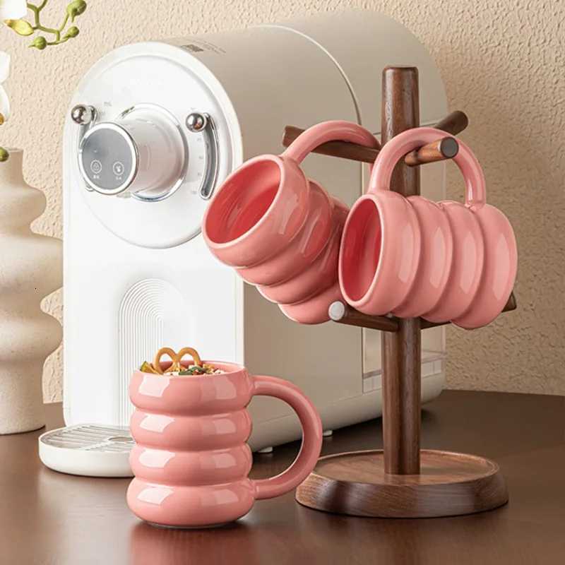 Pink Donuts High-value Ceramic Cups Creative Coffee Milk Cups Household Large-capacity Water Cups Couple Mugs Y251125