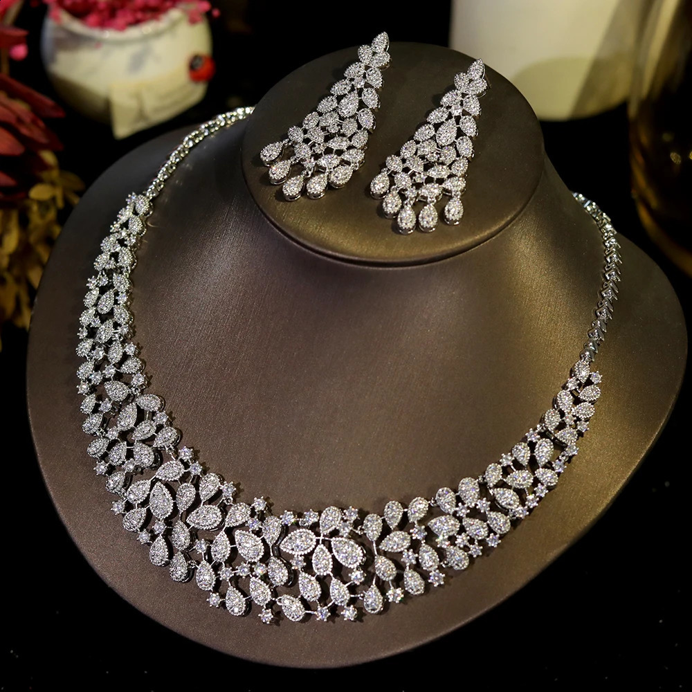 ASNORA Gorgeous CZ Crystal Zirconia Silver Color Necklace Europe Bridal Wedding Party Dubai Jewelry Set for Women 2024 250417