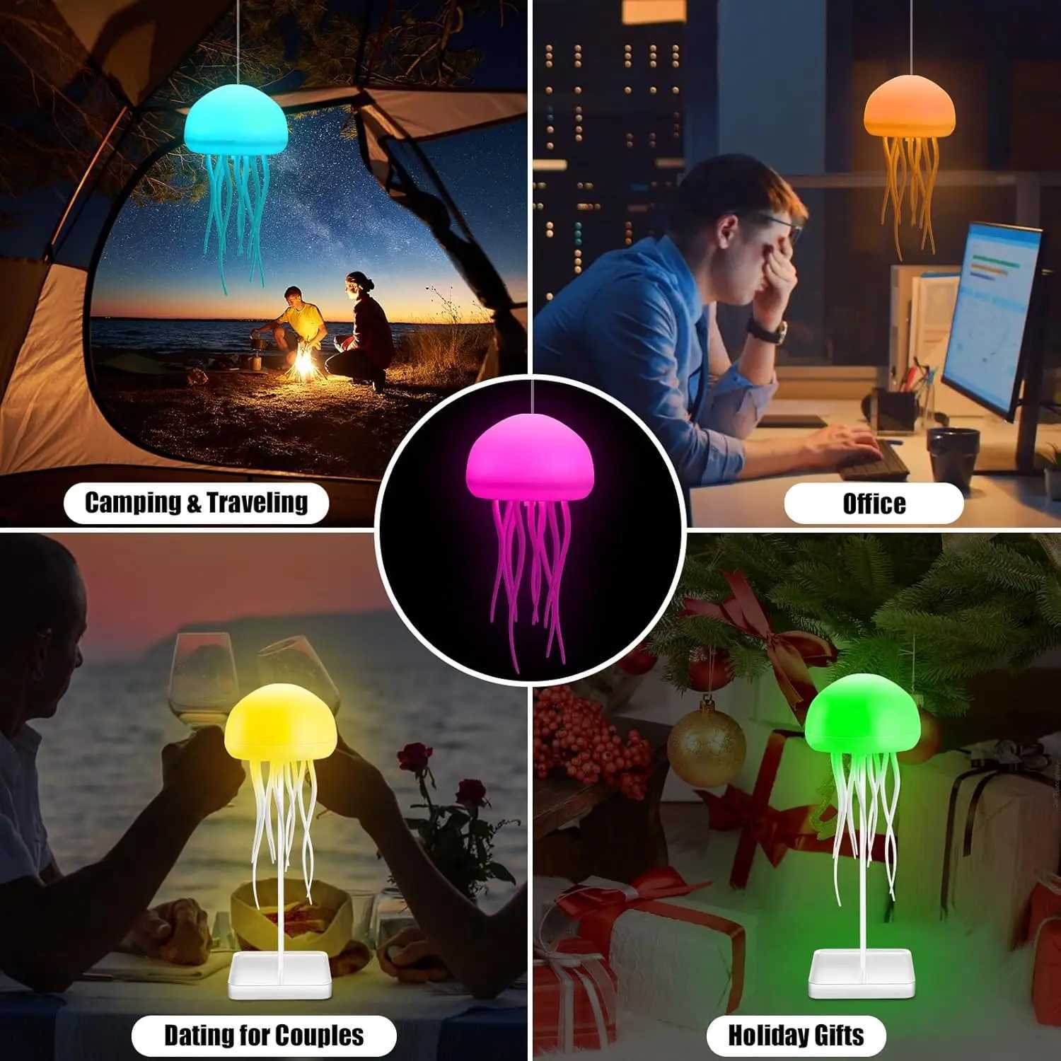 2-in-1 intelligent RGB jellyfish light languagetouch control USB charging desk lamp bedroom holiday decoration light C251125
