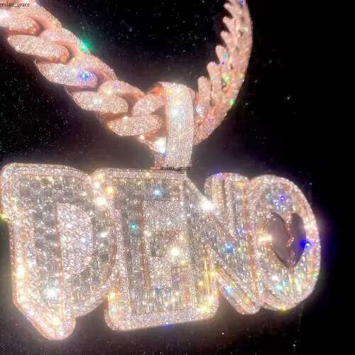 Custom Men's Chain 3D Thick Globe Pendant Necklace Full Iced Out Moissanite VVS Silicon Stone 925 Silver Hip Hop Charm Jewelry