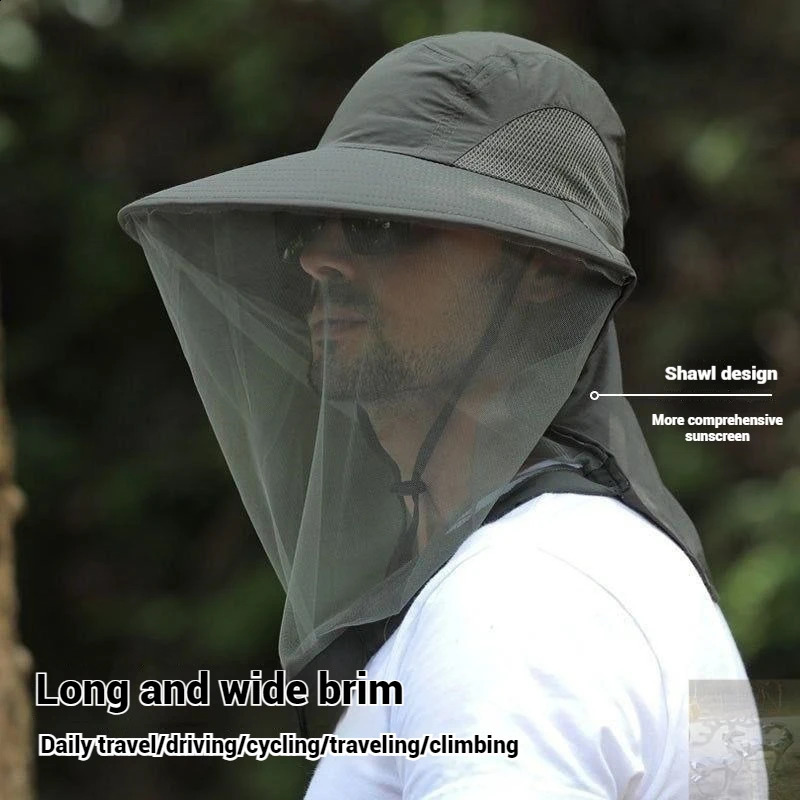 Summer Fishing Hats Outdoor Mosquito Insect Sunscreen Cap for Men Women UV Protection Hiking Sun Hats Camping Hats 250424