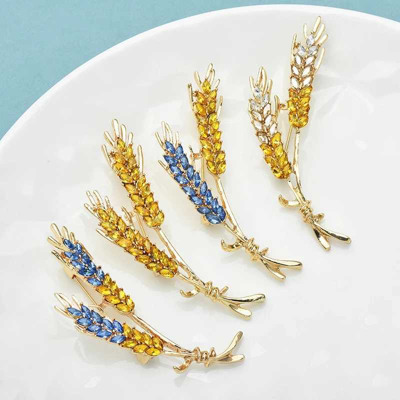 Wulibaby Beautiful Wheat Designs Brooches Pins Crystal Charming Flowers Plants Casual Party Brooch Fashion Jewelry Gifts J251125