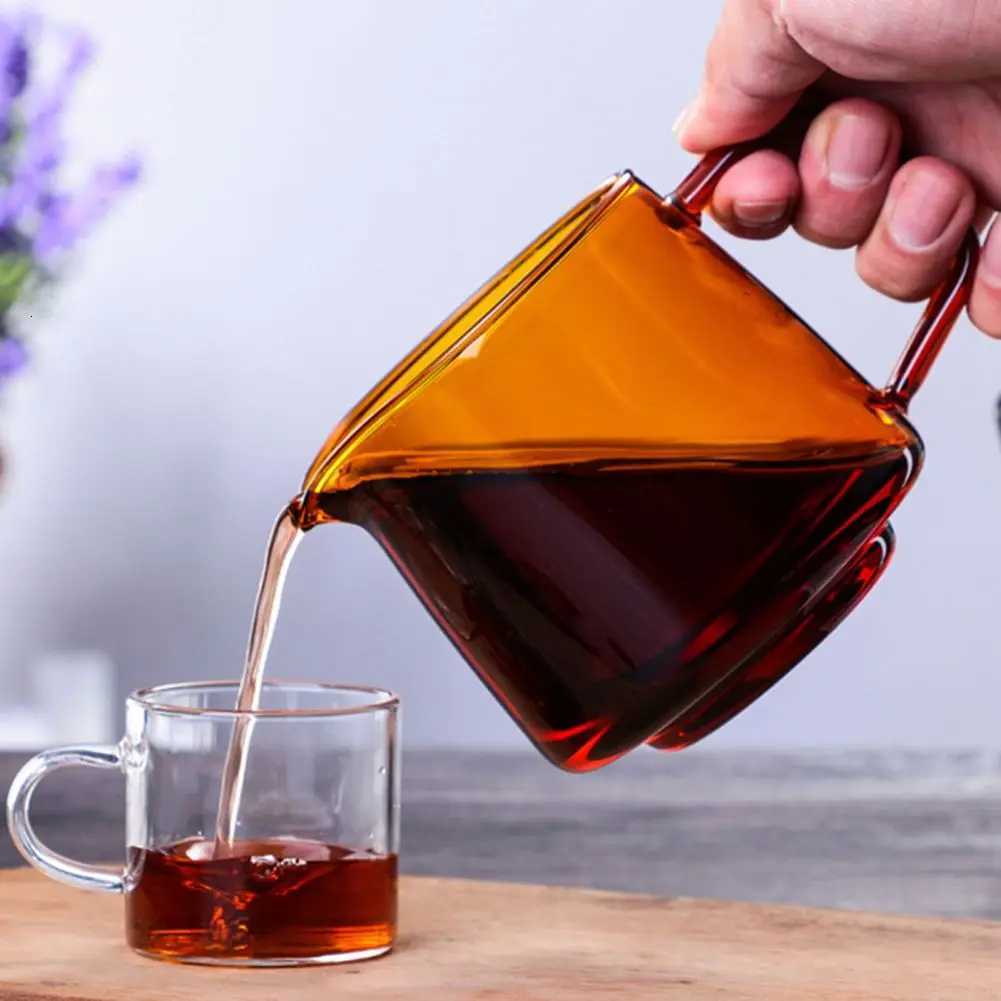 300/550ml Colour Clear Glass Measuring Cup With Handle Milk Jug Cafe Creamer Cup Juice Tea Coffee Cup Milk Frother Latte Pitcher Y251125
