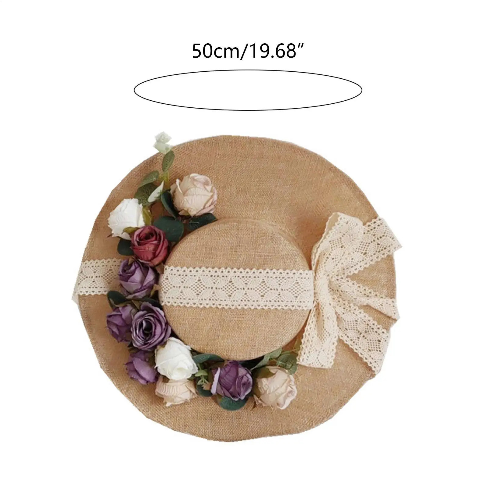 Summer Girl Lolita Hat Fashion Tea Party Hat Outdoor Sunscreen Flower Decor Sunshade Flat Hat Summer Beach Vacation Supplies 250420