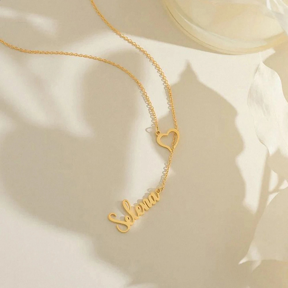 SUNIBI Name Custom Necklace for Women Personalized Heart Clasp Stainless Steel Necklace Womens Jewelry Gifts Support Wholesale 250425