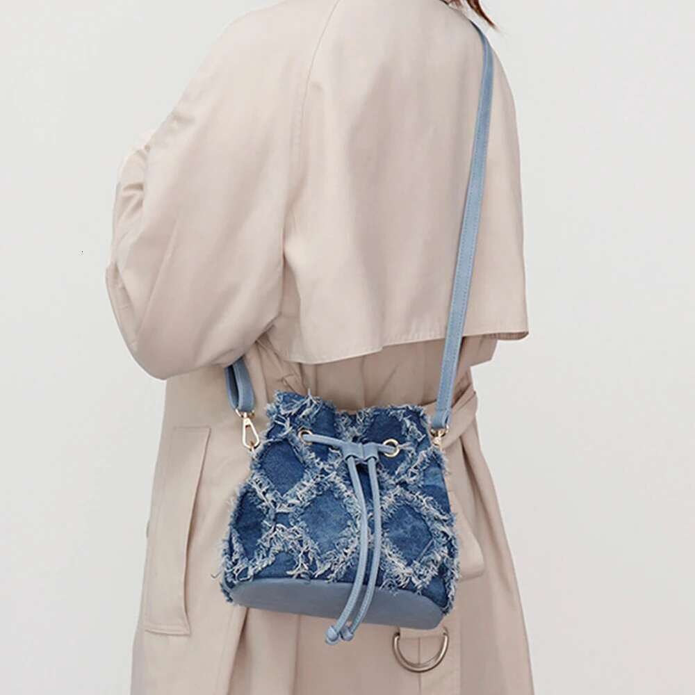 Women Tassel Shoulder Bag Stylish Denim Mini Crossbody Purse For Daily Use With Large Capacity And Fashionable Design