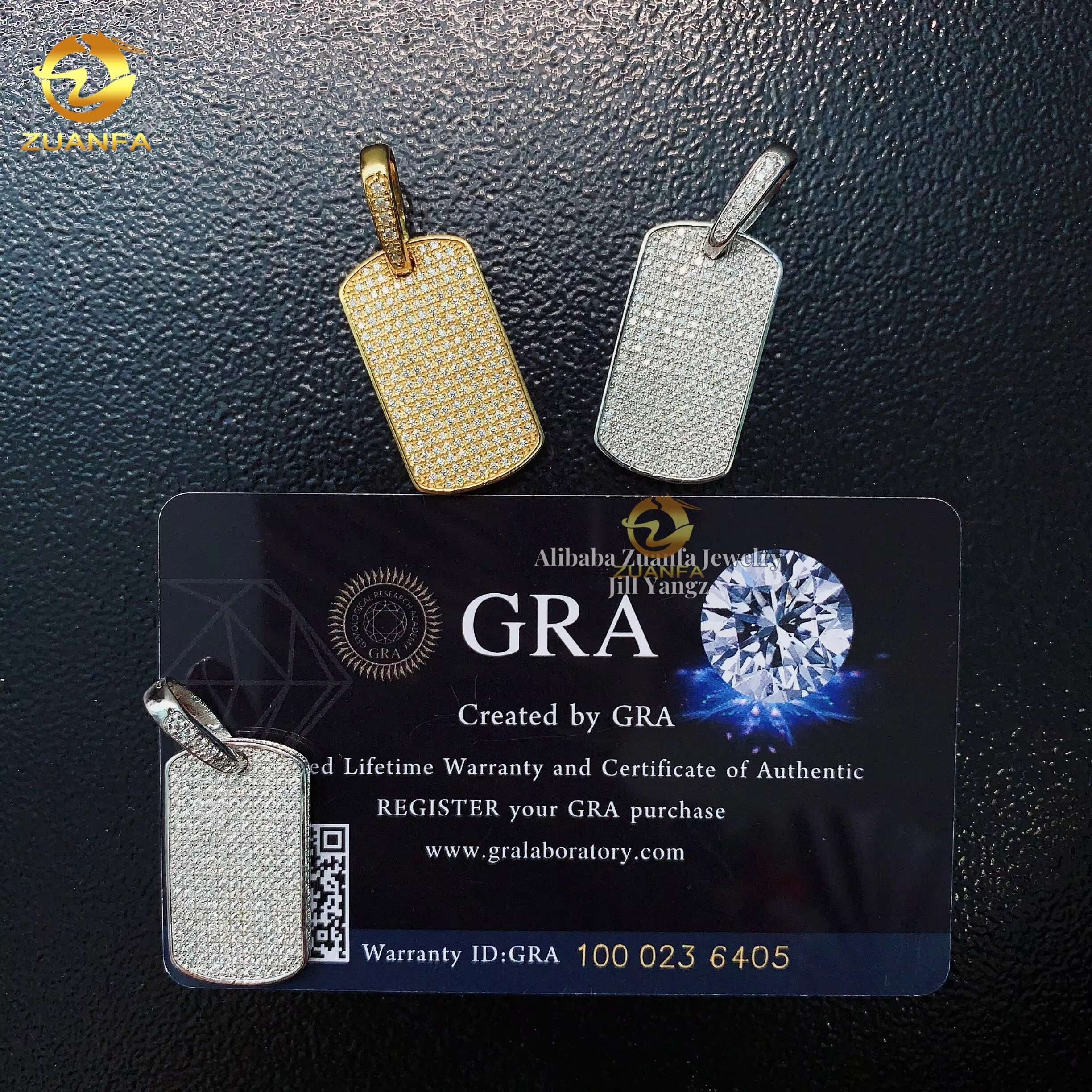 Affordable Small Gift Simple Design Small Dog Tag Pendant Poker Moissanite Pendants Iced Out Jewelry Custom Moissanite Pendant