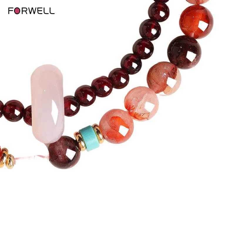 FORWELL Natural Stone Crystal Beads Semi Precious Womens Bracelet Amethyst Multi Layered Combination Bracelets Luxury Gift J251125