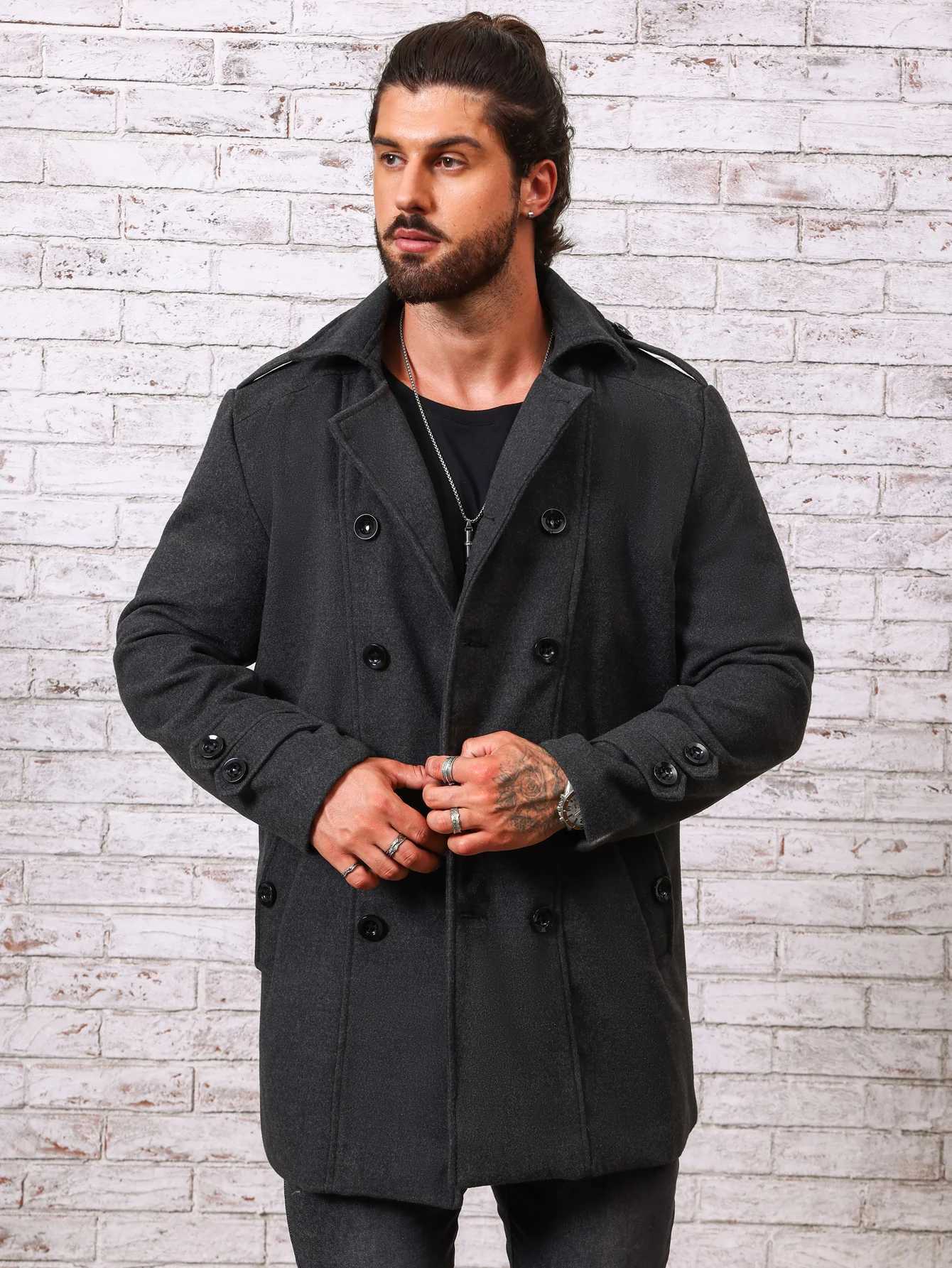 Mens Woolen Overcoat Jacket Solid High-End Autumn Winter Fashion Stand Collar Slim Fit Business Casual Daily WearT251125