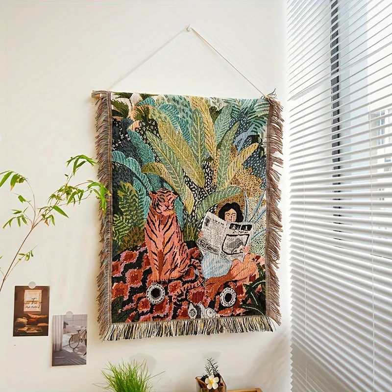 Bohemian Tapestry Blanket with Hanging Decor For Wall Desk Entrance Multi-Use Art PieceM251125