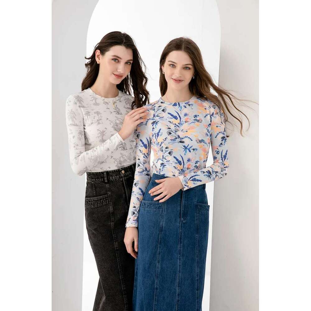 AS Aw2024 Spring Summer Print T Shirt Long Sleeve Fitted Woman Clothing - Do Not Need Size Up ( Ship Out In 1 Day )