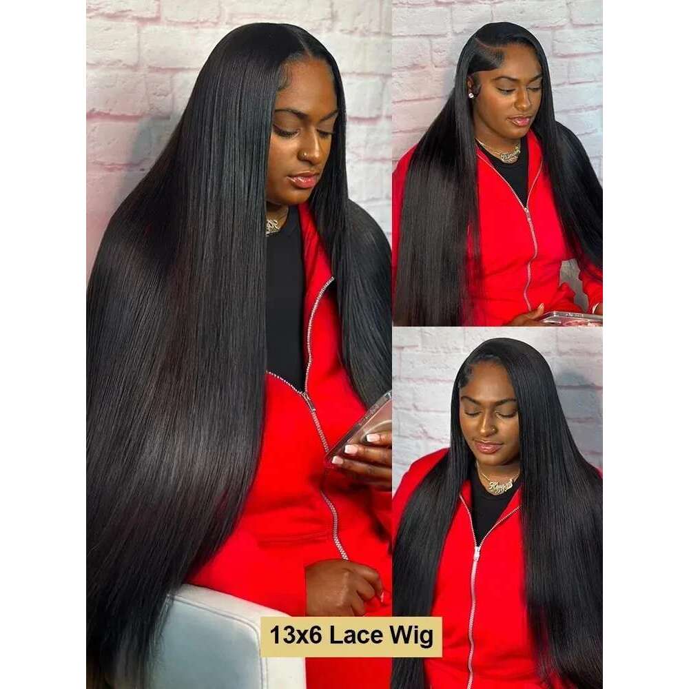 250 300 High Density 13X6 HD Transparent Frontal Wig 30 40 Inch Bone Straight 13X4 Lace Front Human Hair Wigs For Women