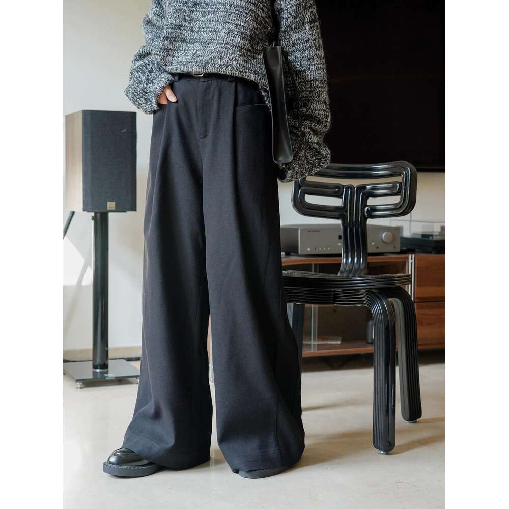 Autumn And Winter Women's Casual Solid Color High Waisted Loose Wide Leg Pants