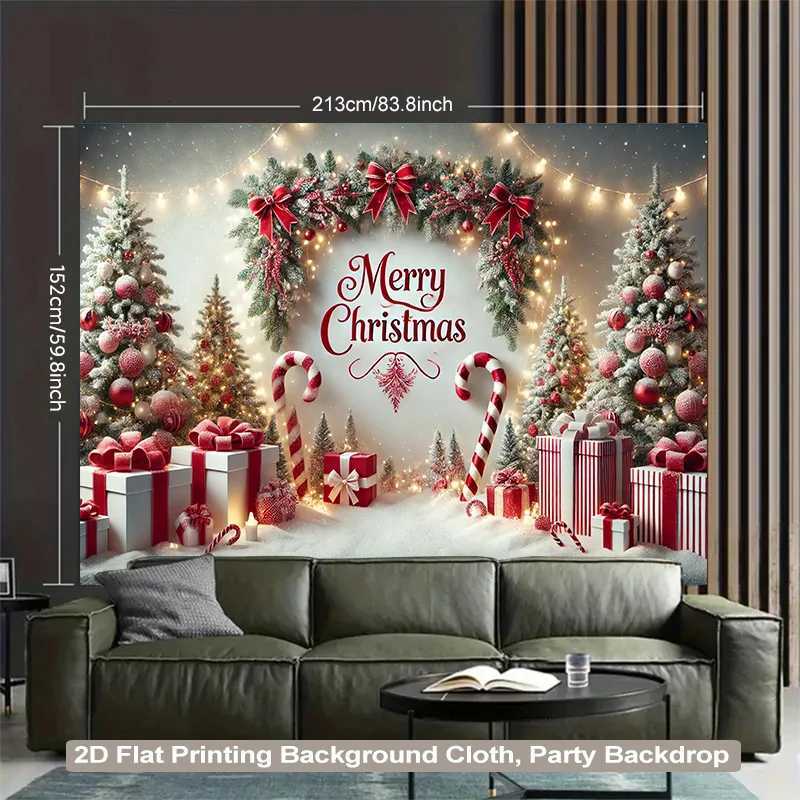 VIKAMA Elegant Christmas Tree Wall Tapestry Living Room Bedroom Office Winter Wonderland Festival Wall Decoration TapestryM251125