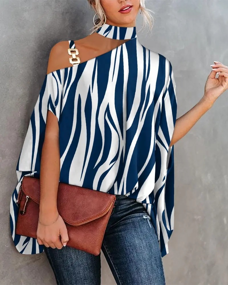 Summer printed womens shirt bat neck sleeve 2022