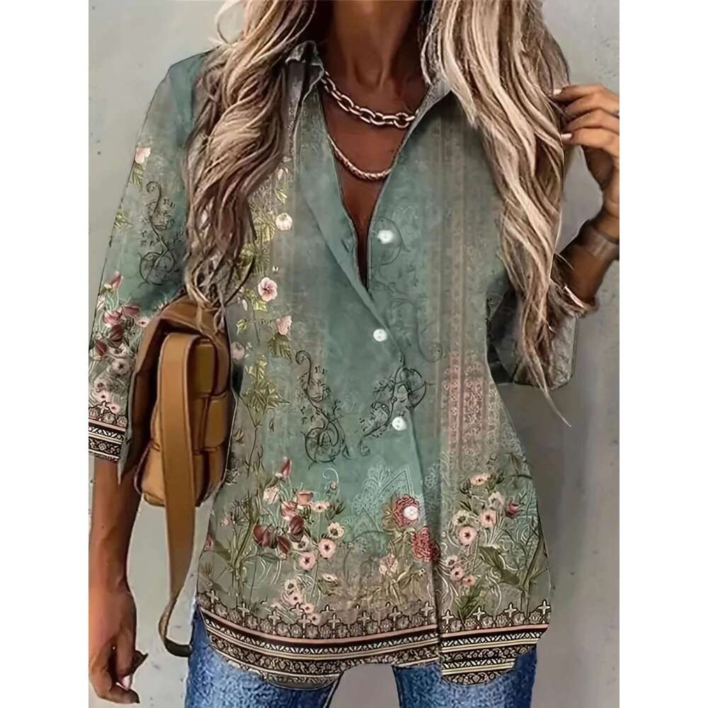 Plus Size Elegant Loose Fashion Casual Woman Shirt Temperament Long Sleeve Blouse Holiday Weekend Top