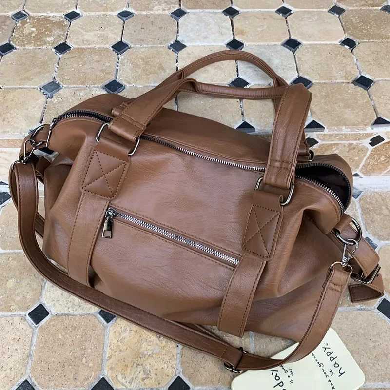Fashion handbag leather womens bag simple handbag solid retro shoulder messenger bag W250421
