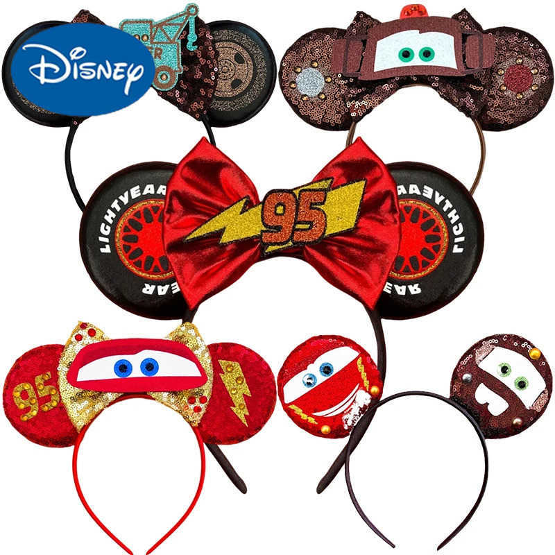 Disney Pixar Car Ear Strap Girls Children Women Bow Lightning McQueen Hair Accessories Pixar 95 Hair Main Ear Strap X250425
