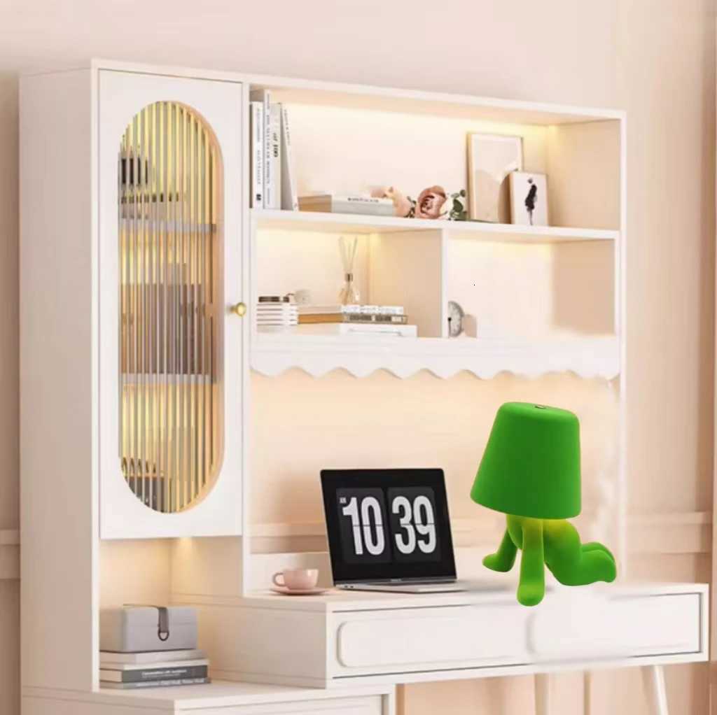 Modern Touch LED Table Lamp with USB - 3 Level Dimmable Silver Thinker Statue Design for Restaurant Bar Bedroom Living RoomM251125