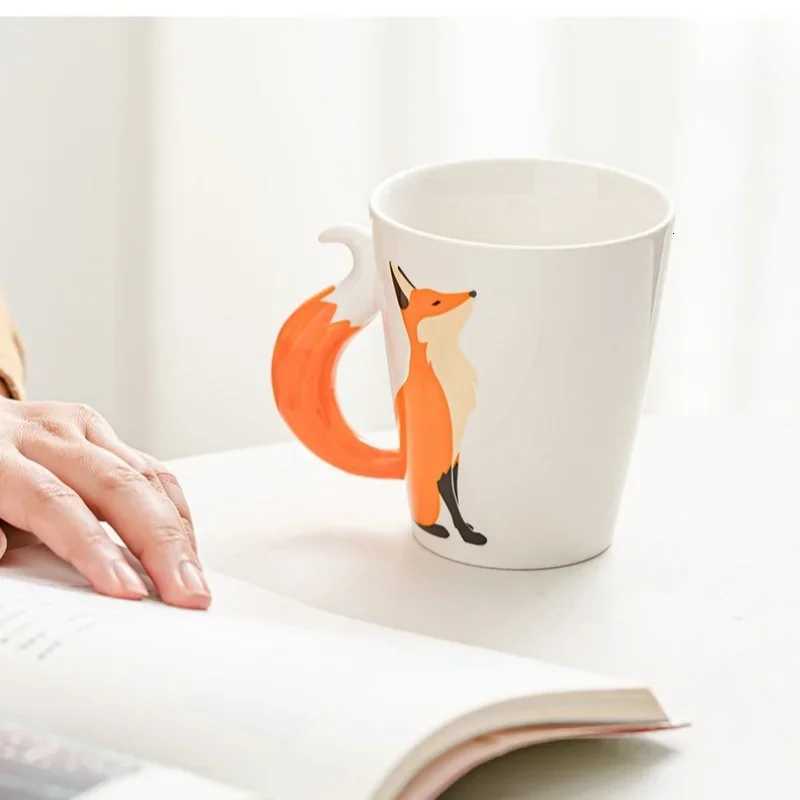 360ML 3D Fox Ceramic Cups Cartoon Animal Pattern Coffee Mugs Afternoon Tea Anti-scalding Milk Mug Home Office Kid Gifts Cup Y251125